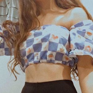 Puff Sleeve Bakery Blouse Crop Top